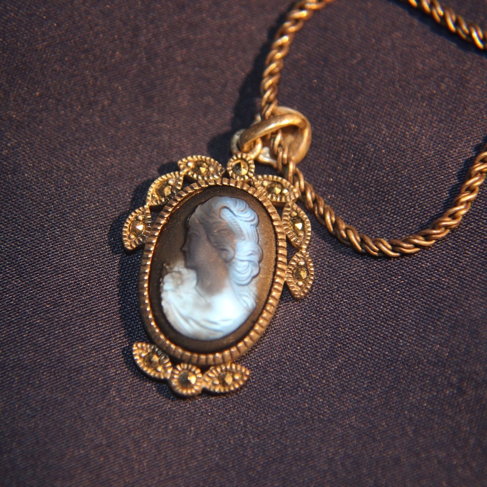 Gorgeous Blue Cameo Necklace